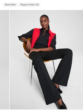 Petite Ponte Hi Rise Flare Pleated Dress Pant